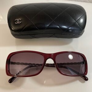 Chanel Black and Burgundy Sunglasses